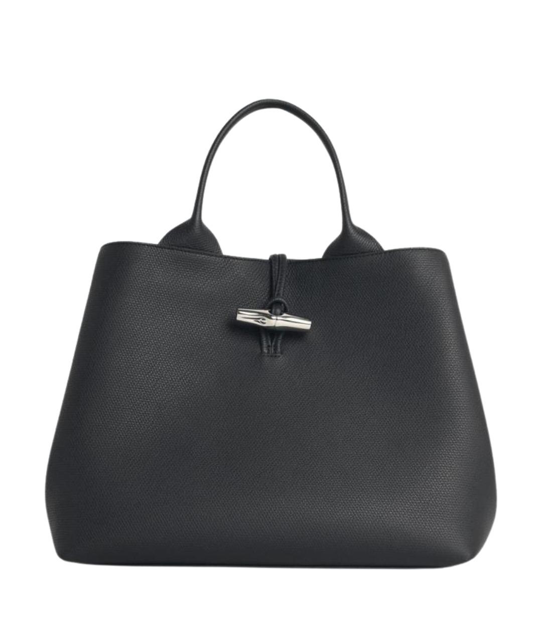 LONGCHAMP Черная кожаная сумка тоут, фото 1