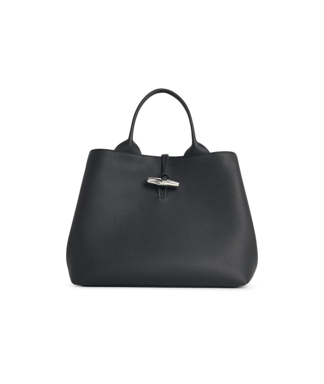 LONGCHAMP Черная кожаная сумка тоут, фото 4
