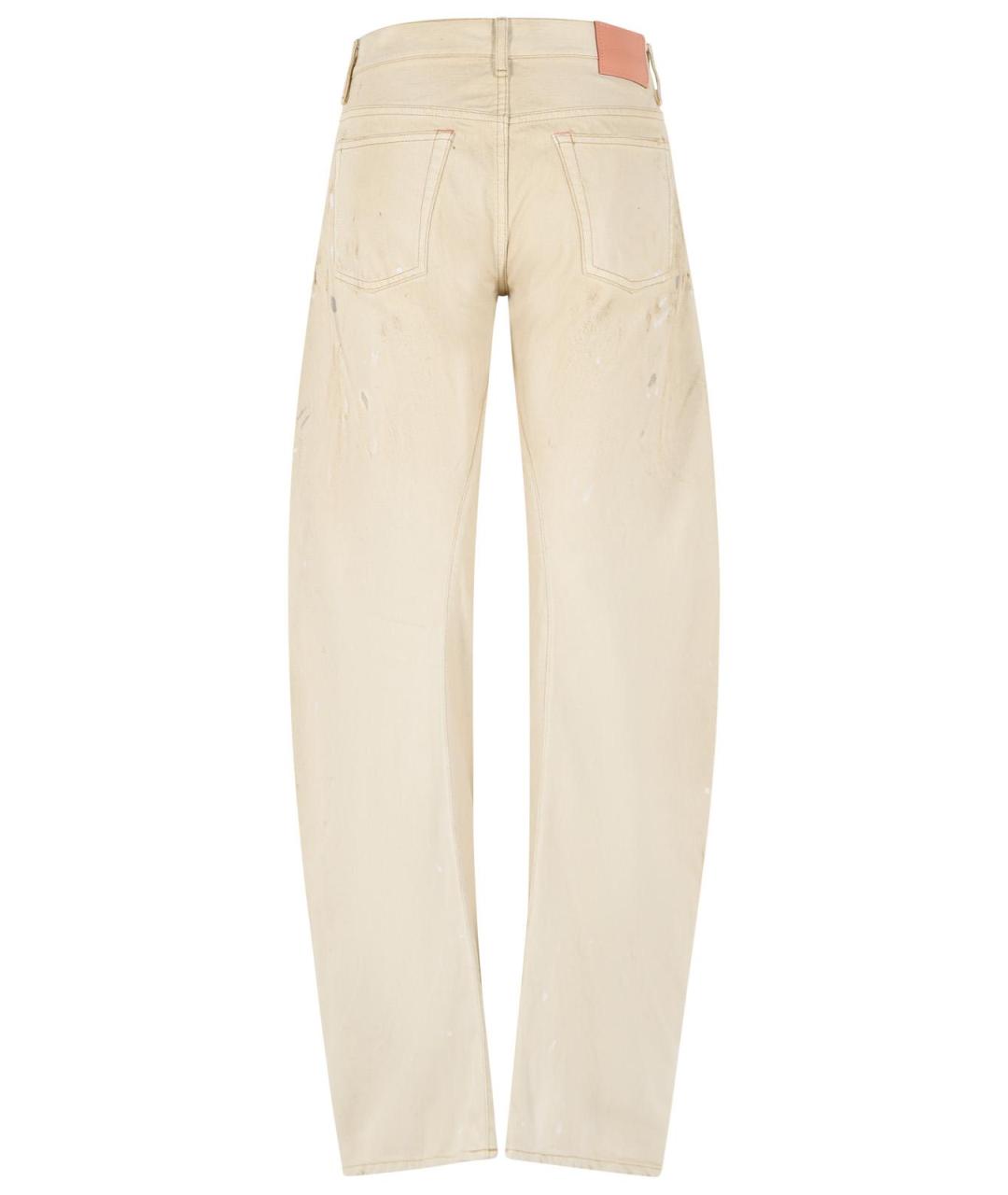 ACNE STUDIOS Бежевые хлопковые прямые джинсы, фото 3