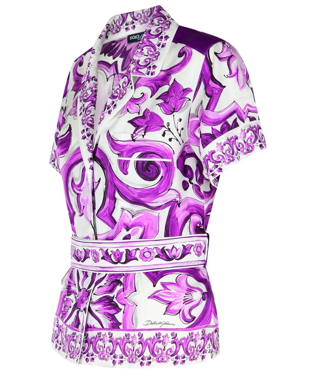DOLCE&GABBANA Фиолетовая шелковая рубашка, фото 2
