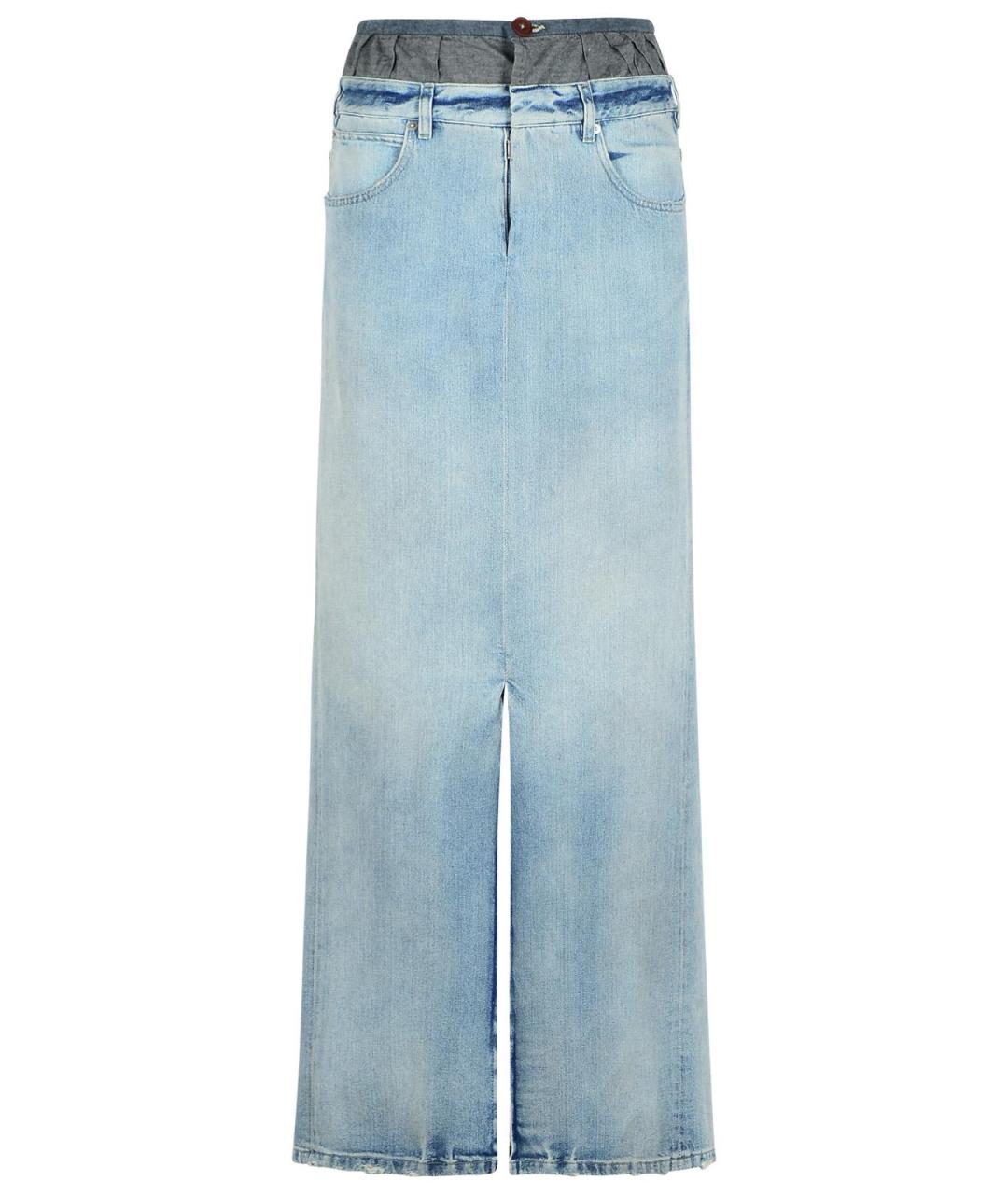 MAISON MARGIELA Голубая хлопковая юбка макси, фото 1