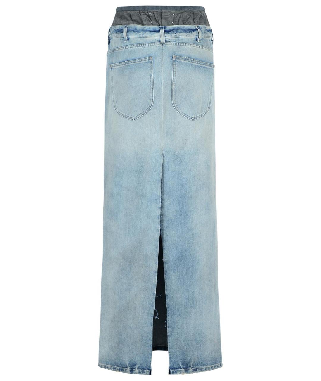 MAISON MARGIELA Голубая хлопковая юбка макси, фото 3
