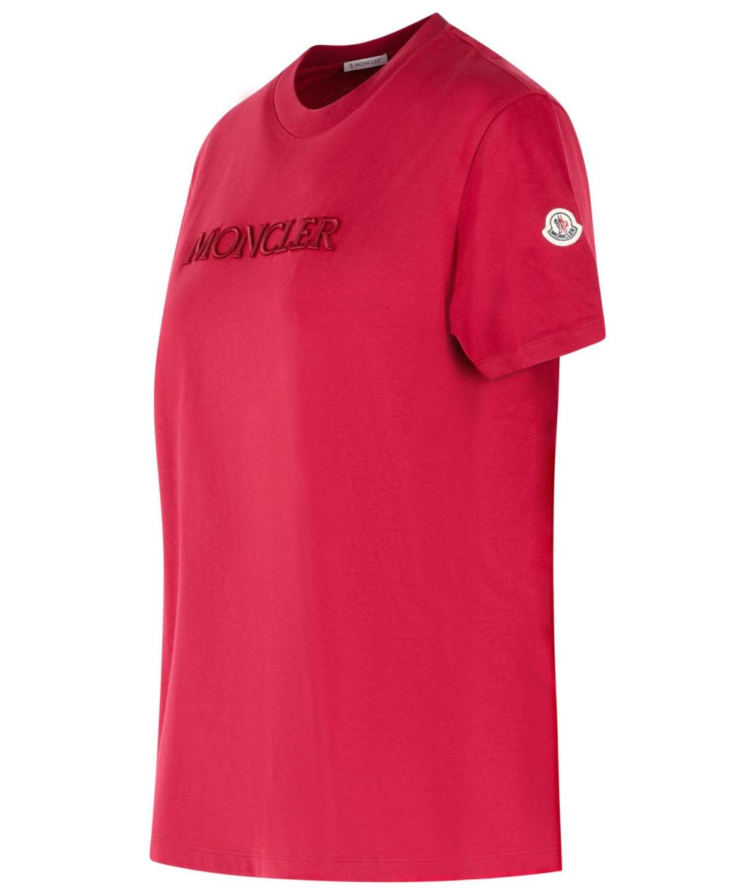 MONCLER Красная хлопковая футболка, фото 2