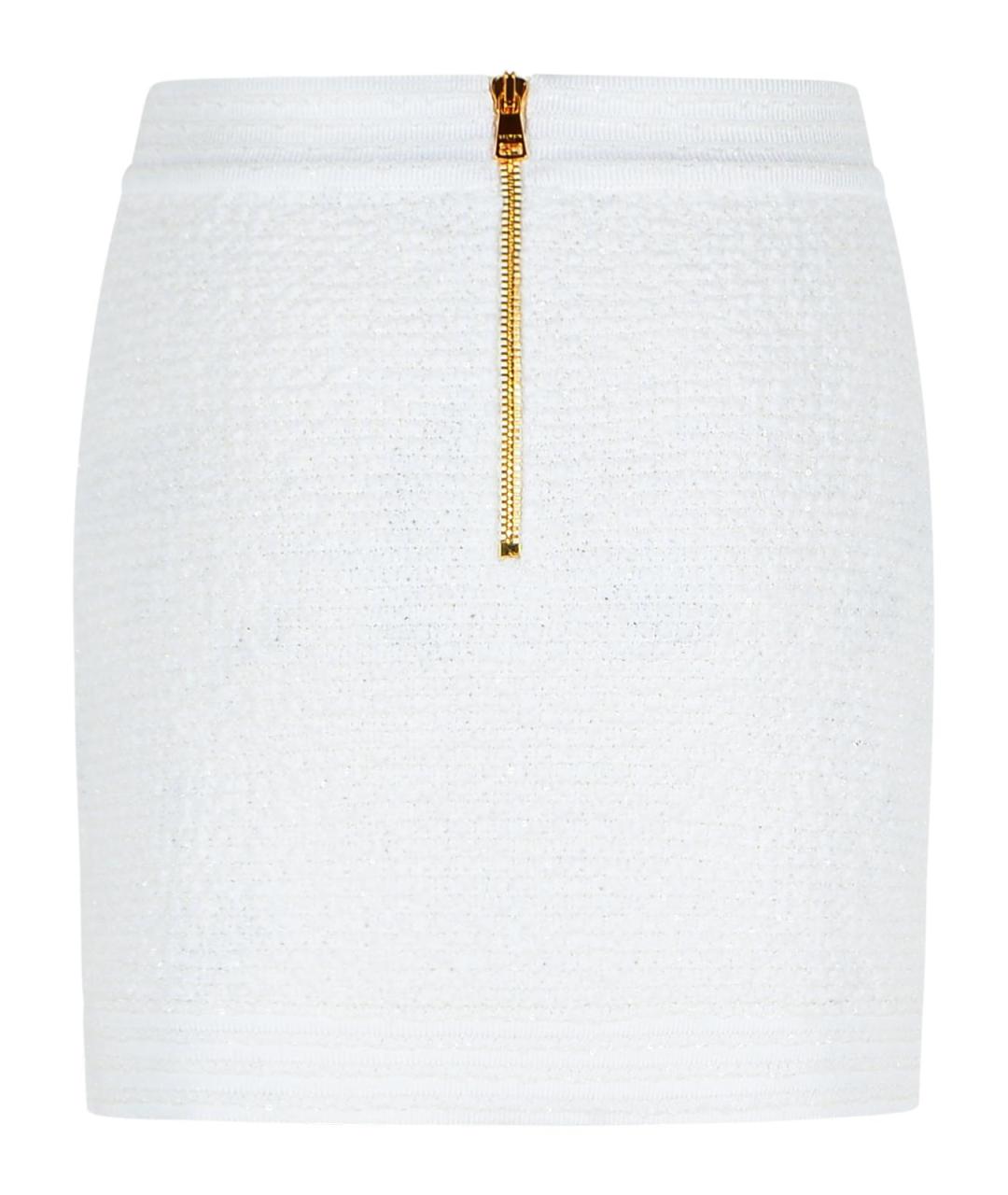 BALMAIN Белая вискозная юбка мини, фото 3