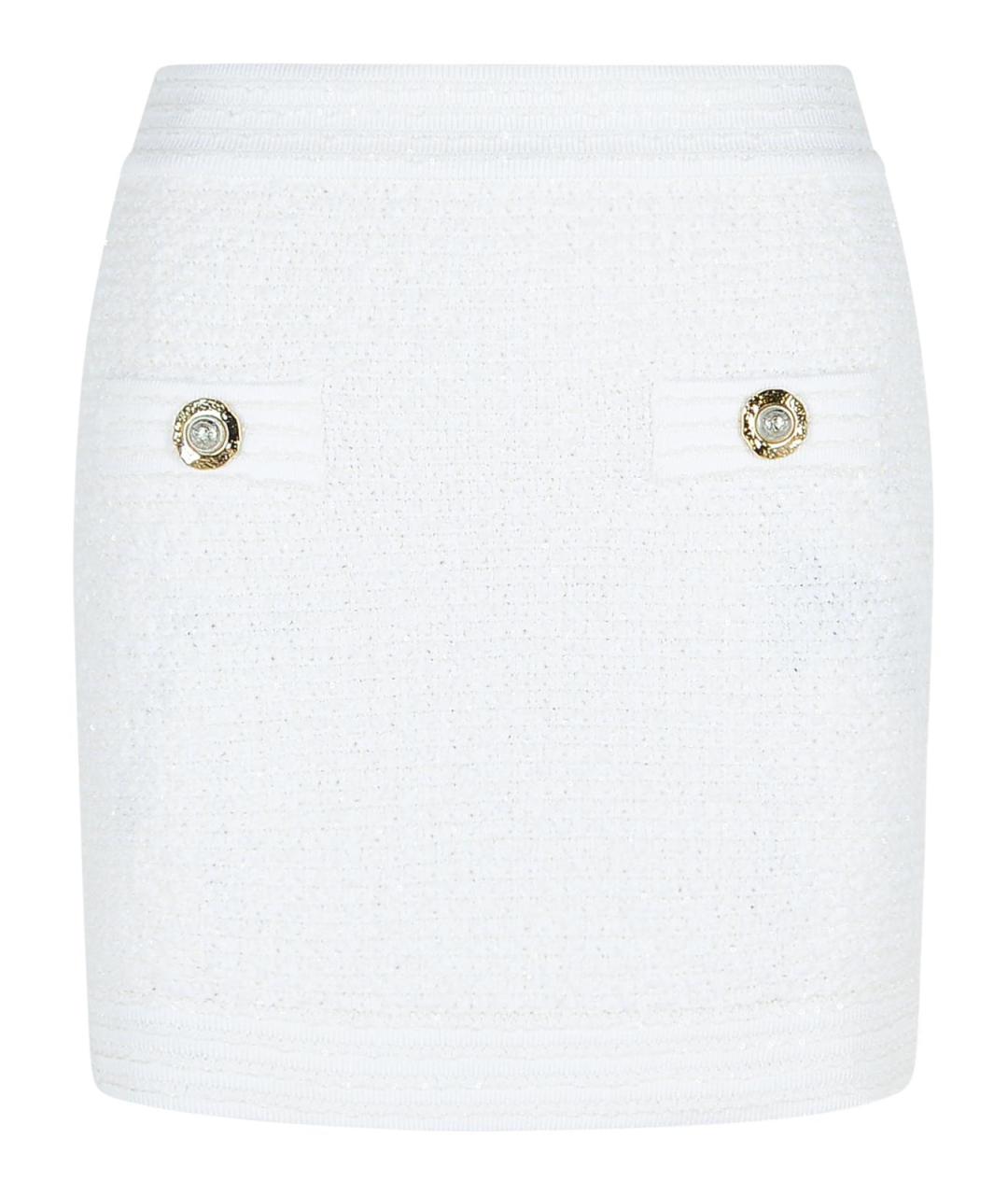 BALMAIN Белая вискозная юбка мини, фото 1