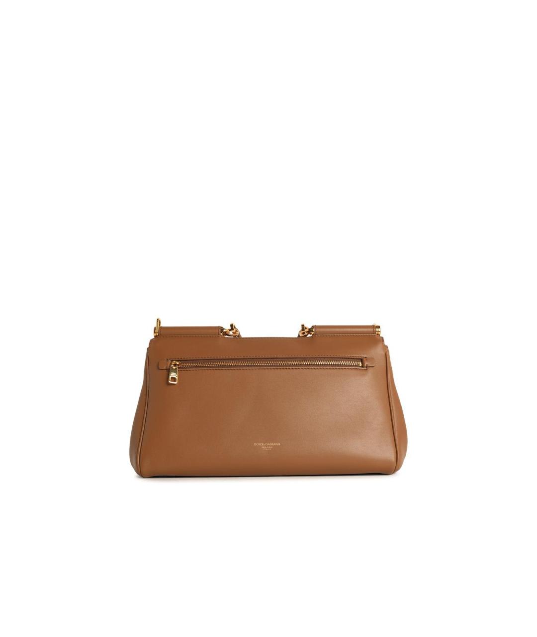 DOLCE&GABBANA Бежевая кожаная сумка с короткими ручками, фото 3