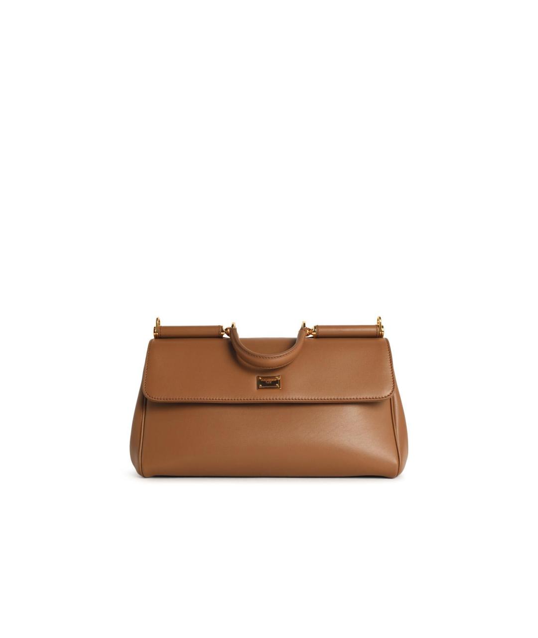 DOLCE&GABBANA Бежевая кожаная сумка с короткими ручками, фото 1