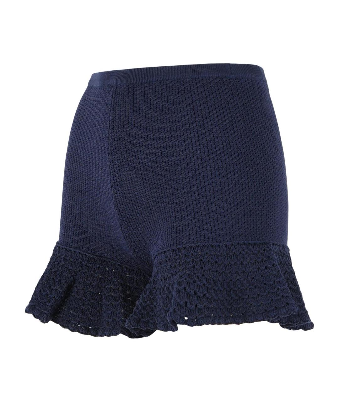 SELF-PORTRAIT Темно-синие вискозные шорты, фото 2