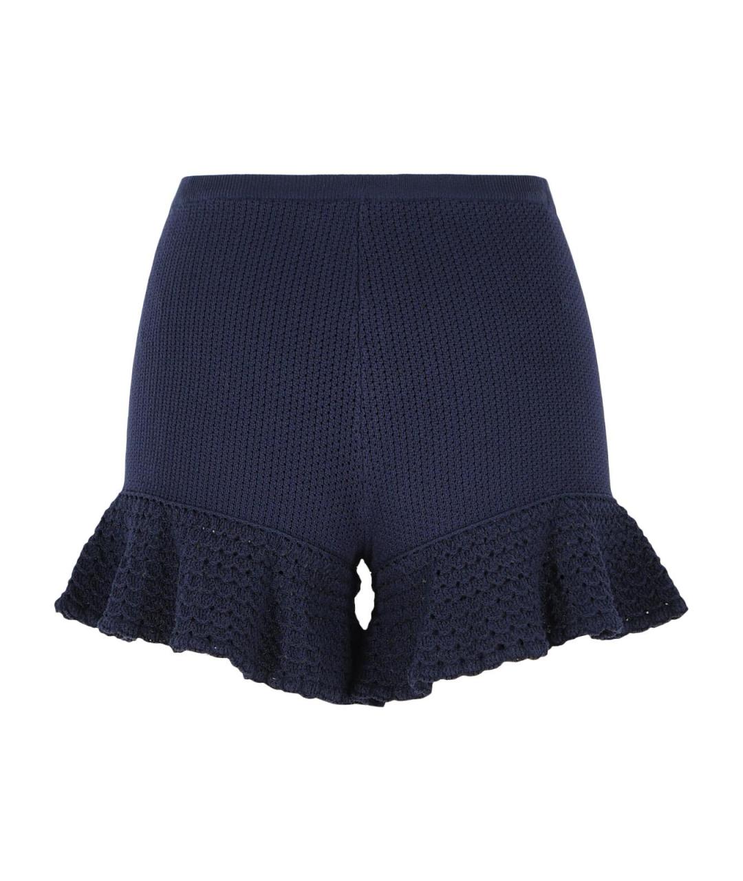 SELF-PORTRAIT Темно-синие вискозные шорты, фото 3