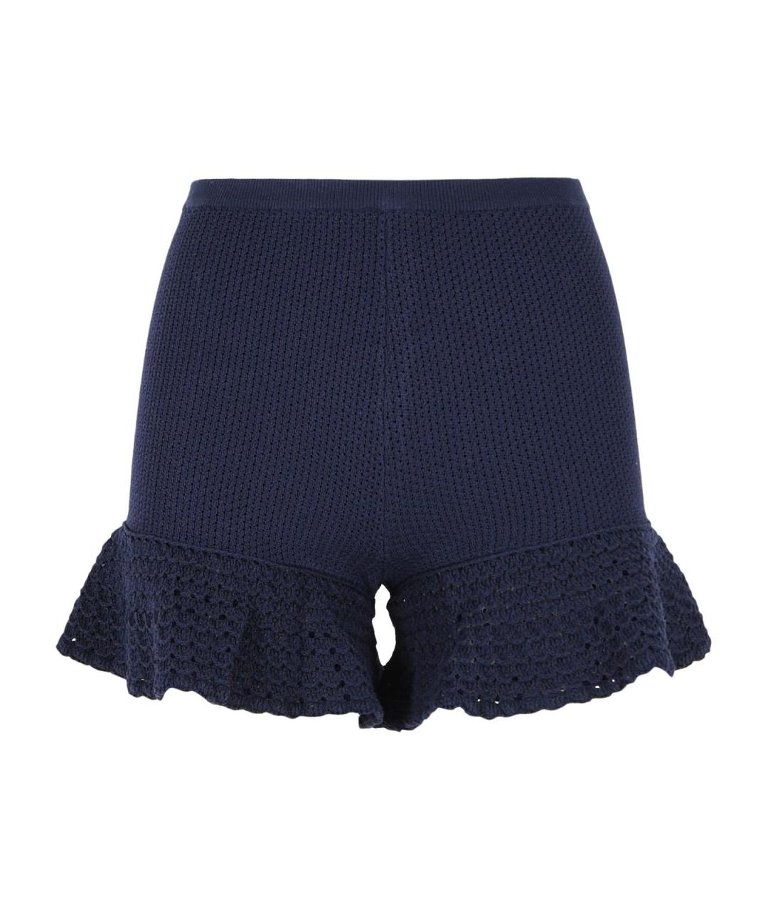 SELF-PORTRAIT Темно-синие вискозные шорты, фото 1