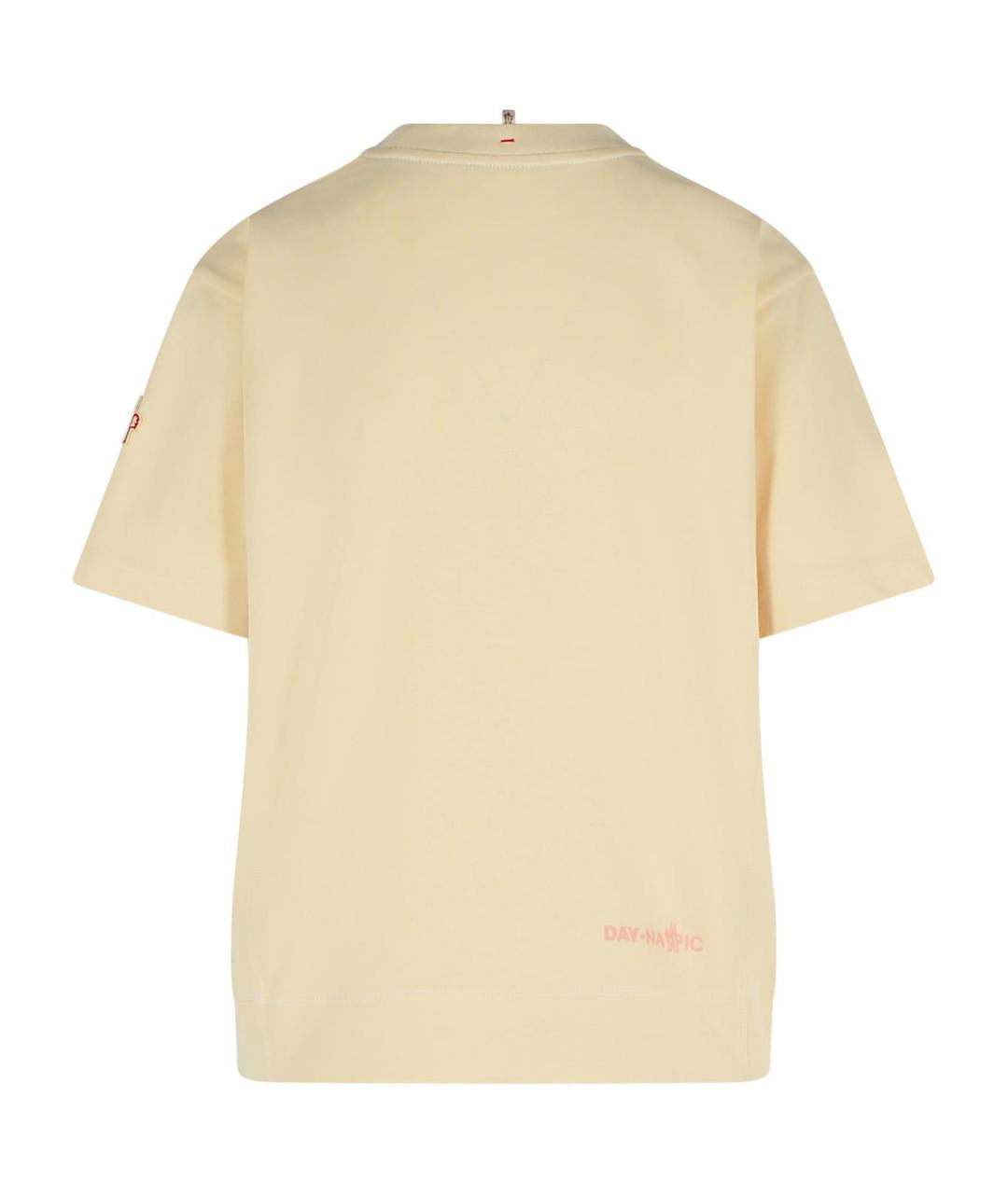 MONCLER GRENOBLE Бежевая хлопковая футболка, фото 3