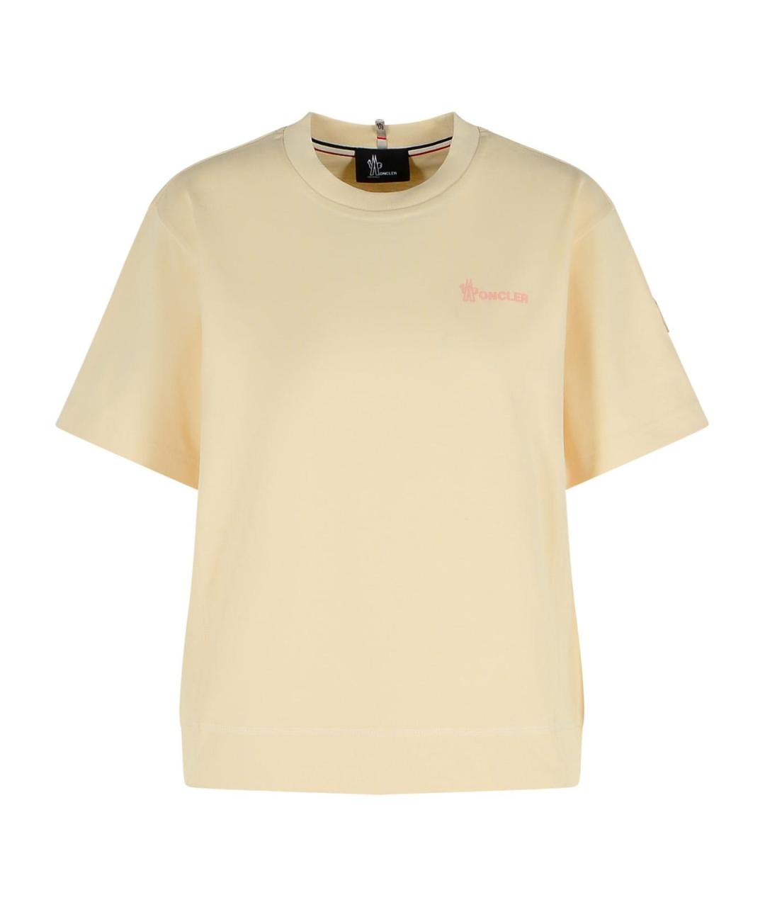 MONCLER GRENOBLE Бежевая хлопковая футболка, фото 1