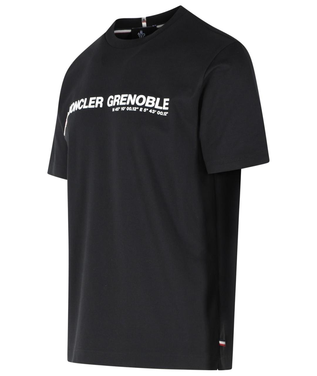 MONCLER GRENOBLE Черная хлопковая футболка, фото 2