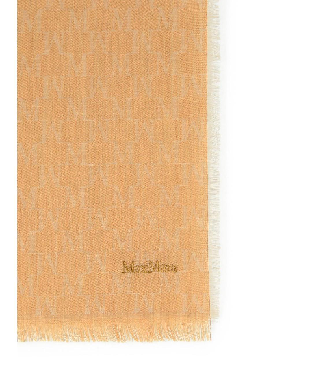 MAX MARA Коричневый шерстяной шарф, фото 3