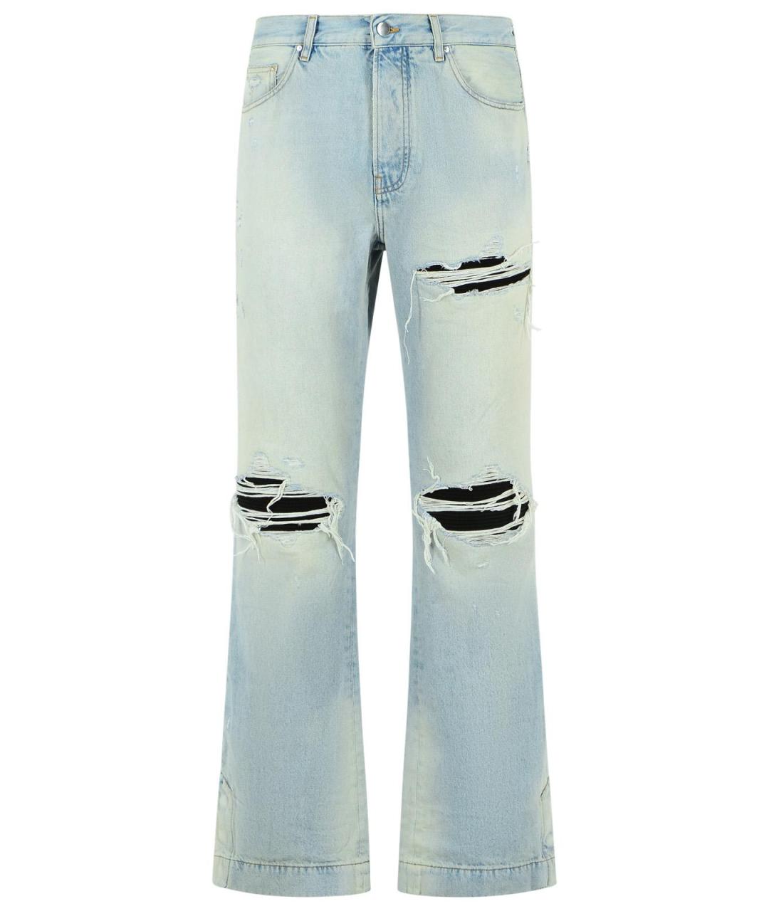 AMIRI Голубые хлопковые прямые джинсы, фото 1