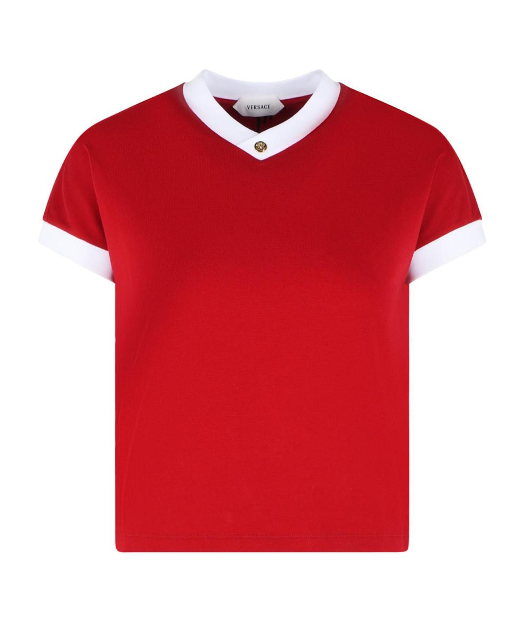VERSACE Красная хлопковая футболка, фото 1