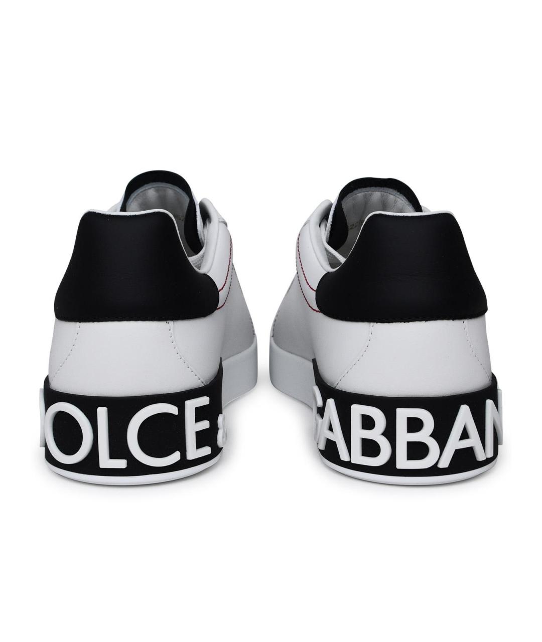 DOLCE&GABBANA Белые кожаные низкие кроссовки / кеды, фото 4