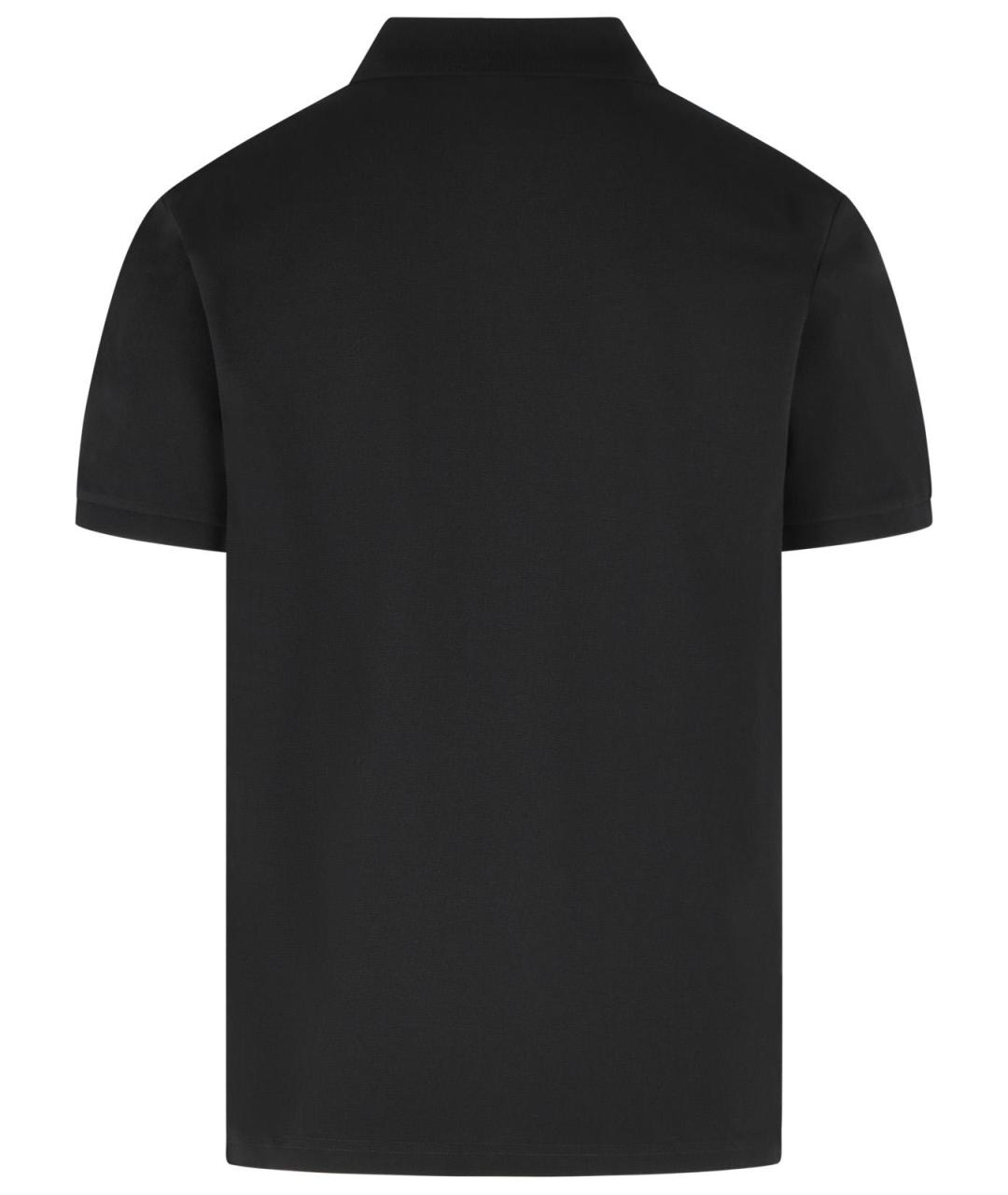 MONCLER Черное хлопковое поло с коротким рукавом, фото 3