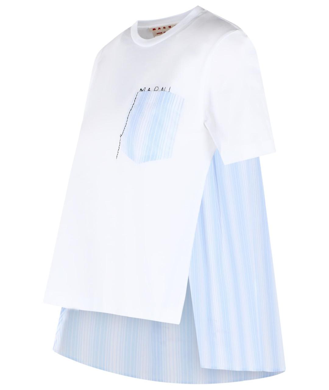 MARNI Белая хлопковая футболка, фото 2