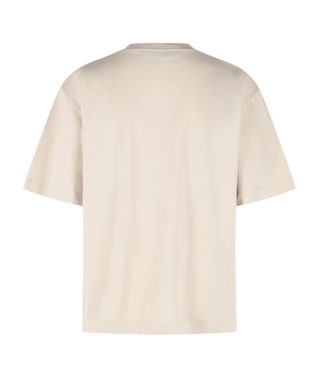OFF-WHITE Бежевая хлопковая футболка, фото 3