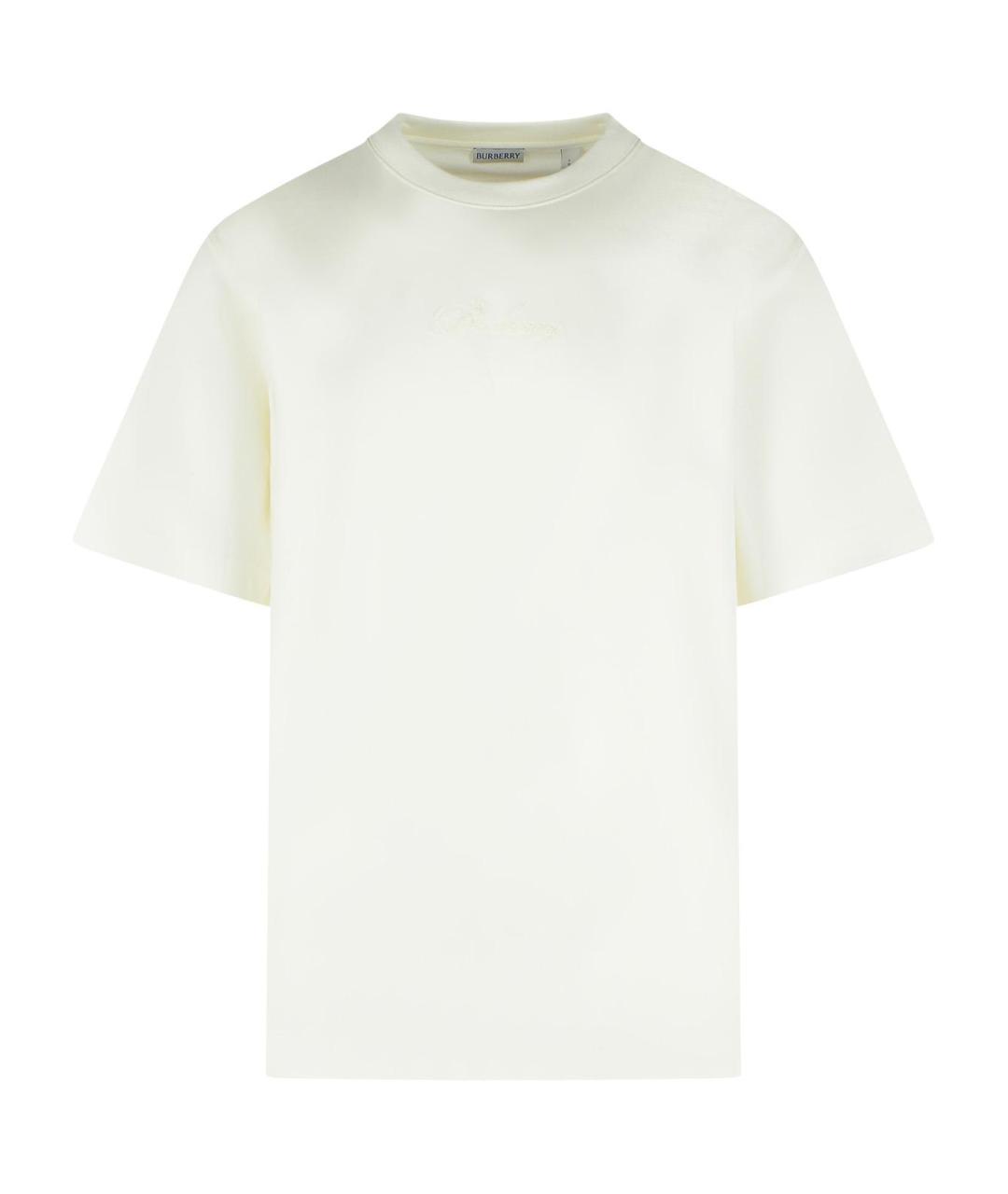 BURBERRY Белая хлопковая футболка, фото 1