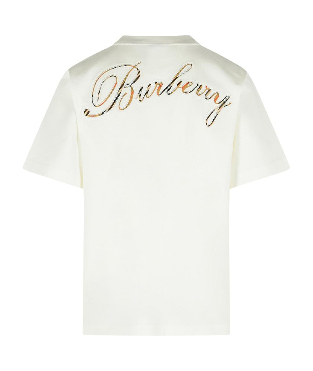 BURBERRY Белая хлопковая футболка, фото 3