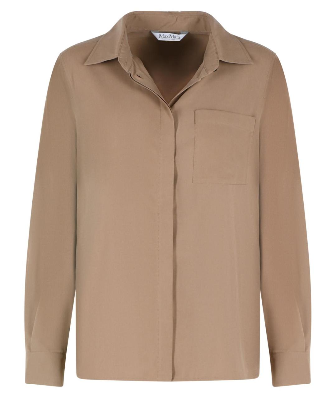 MAX MARA Бежевая шелковая рубашка, фото 1