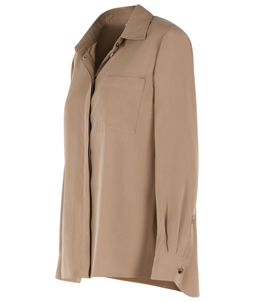 MAX MARA Бежевая шелковая рубашка, фото 2