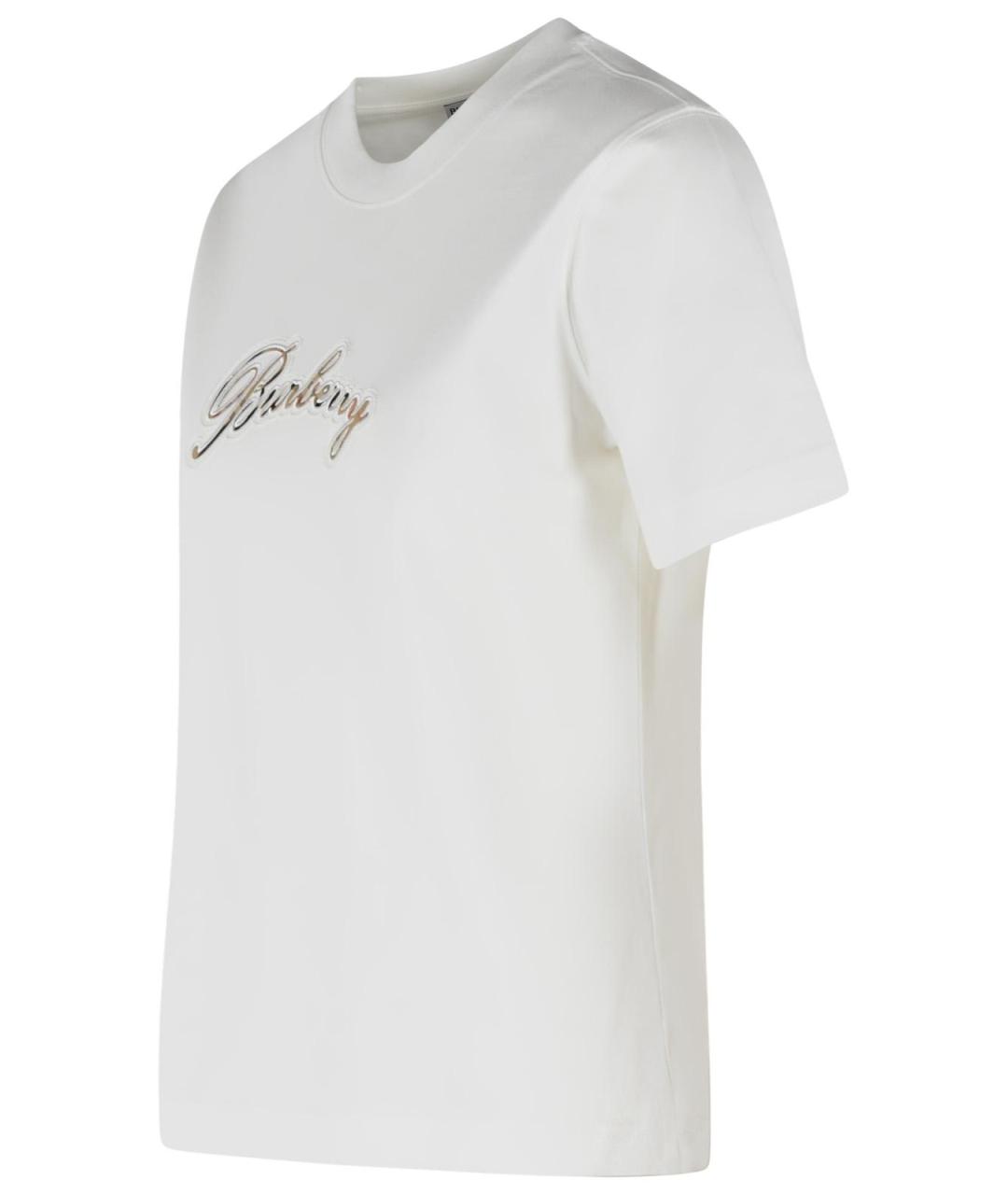 BURBERRY Белая хлопковая футболка, фото 2