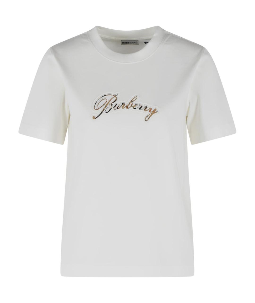 BURBERRY Белая хлопковая футболка, фото 1