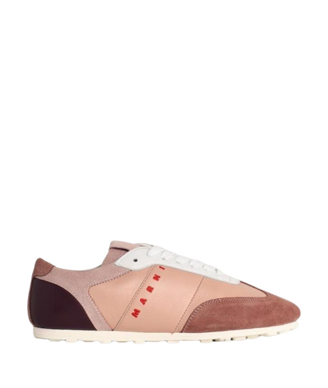 MARNI Розовые кожаные кеды, фото 1