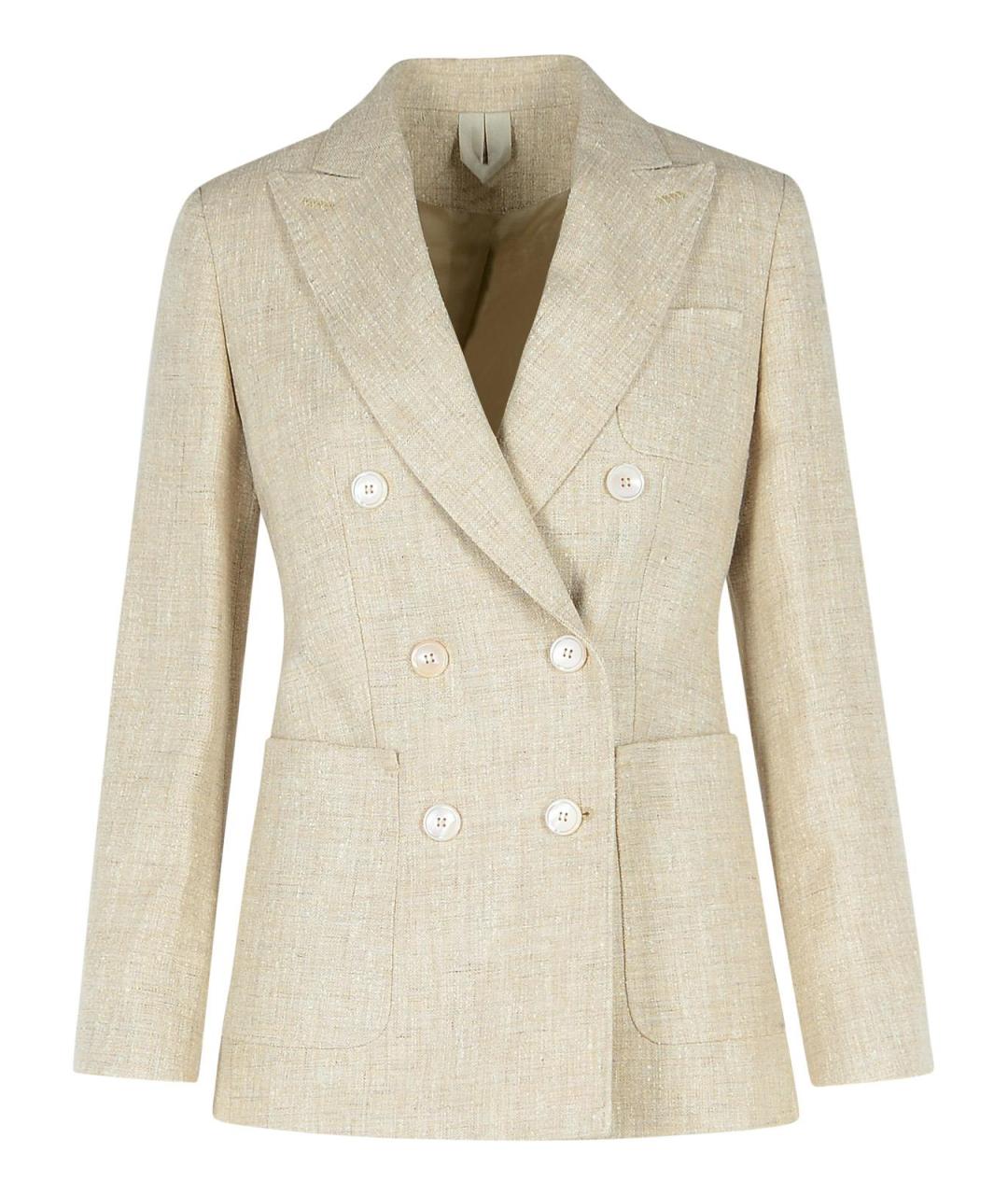 MAX MARA Бежевый льняной жакет/пиджак, фото 1