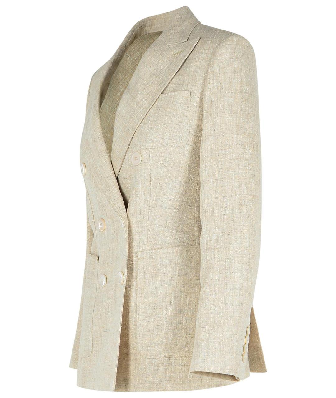 MAX MARA Бежевый льняной жакет/пиджак, фото 2
