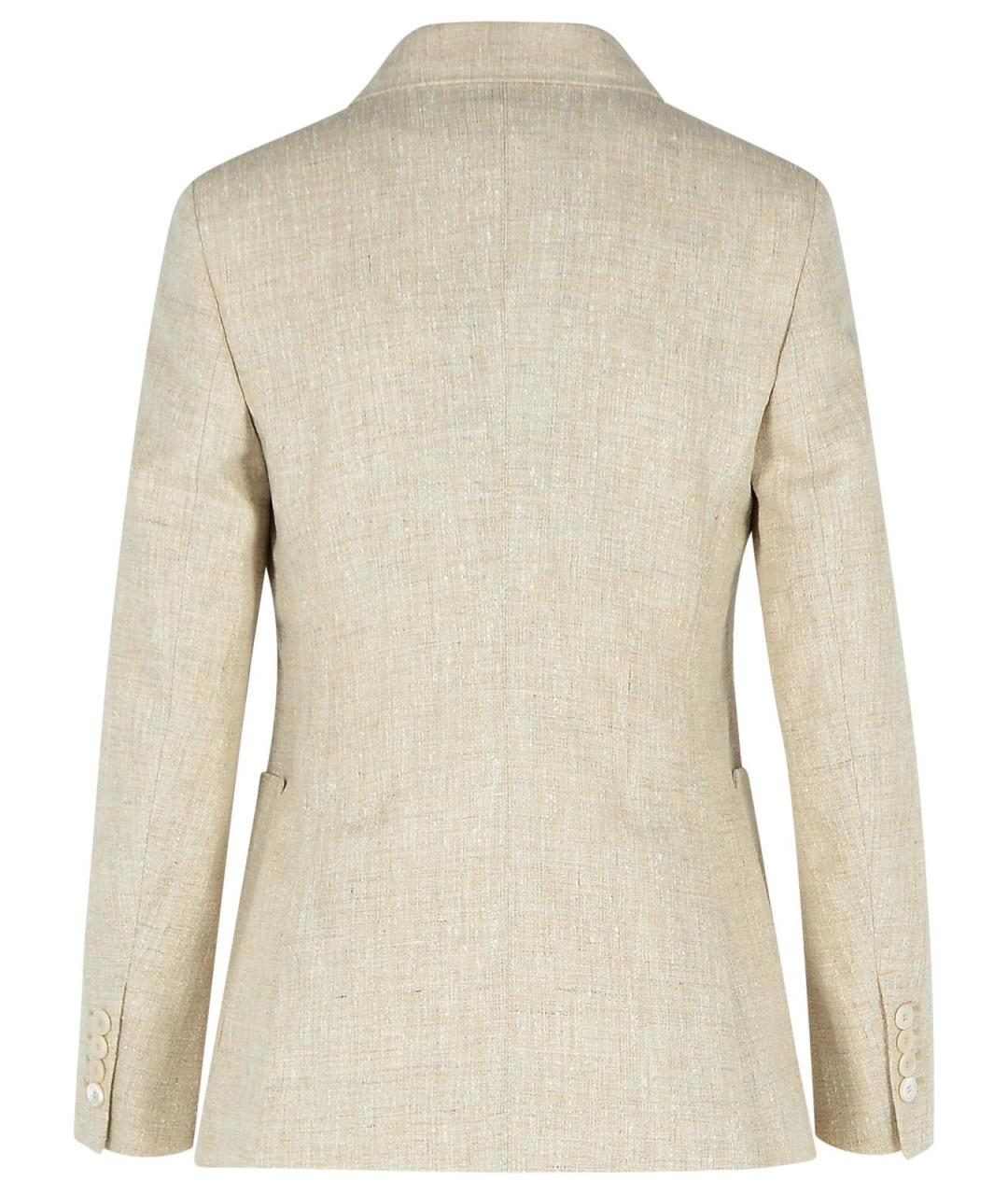 MAX MARA Бежевый льняной жакет/пиджак, фото 3