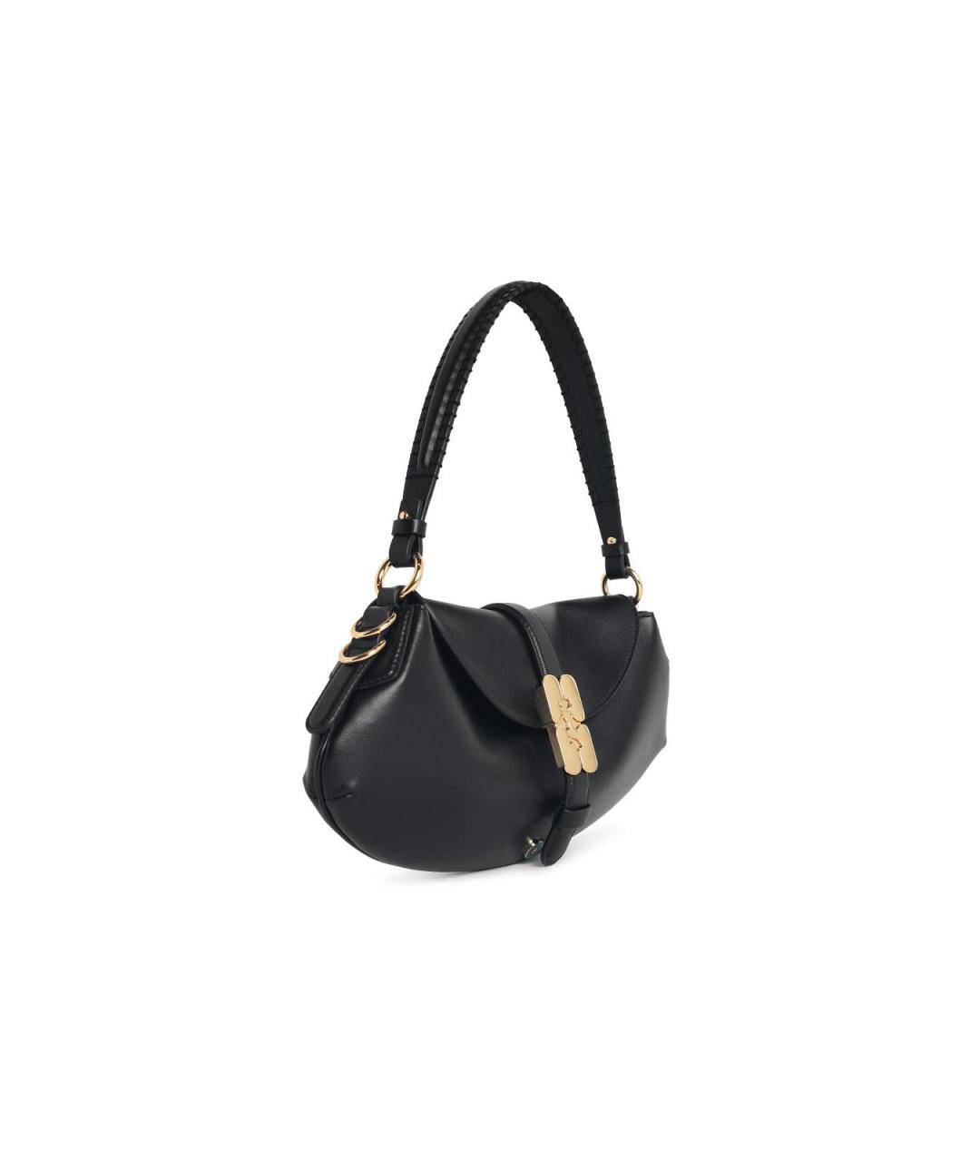 GANNI Черная кожаная сумка с короткими ручками, фото 2