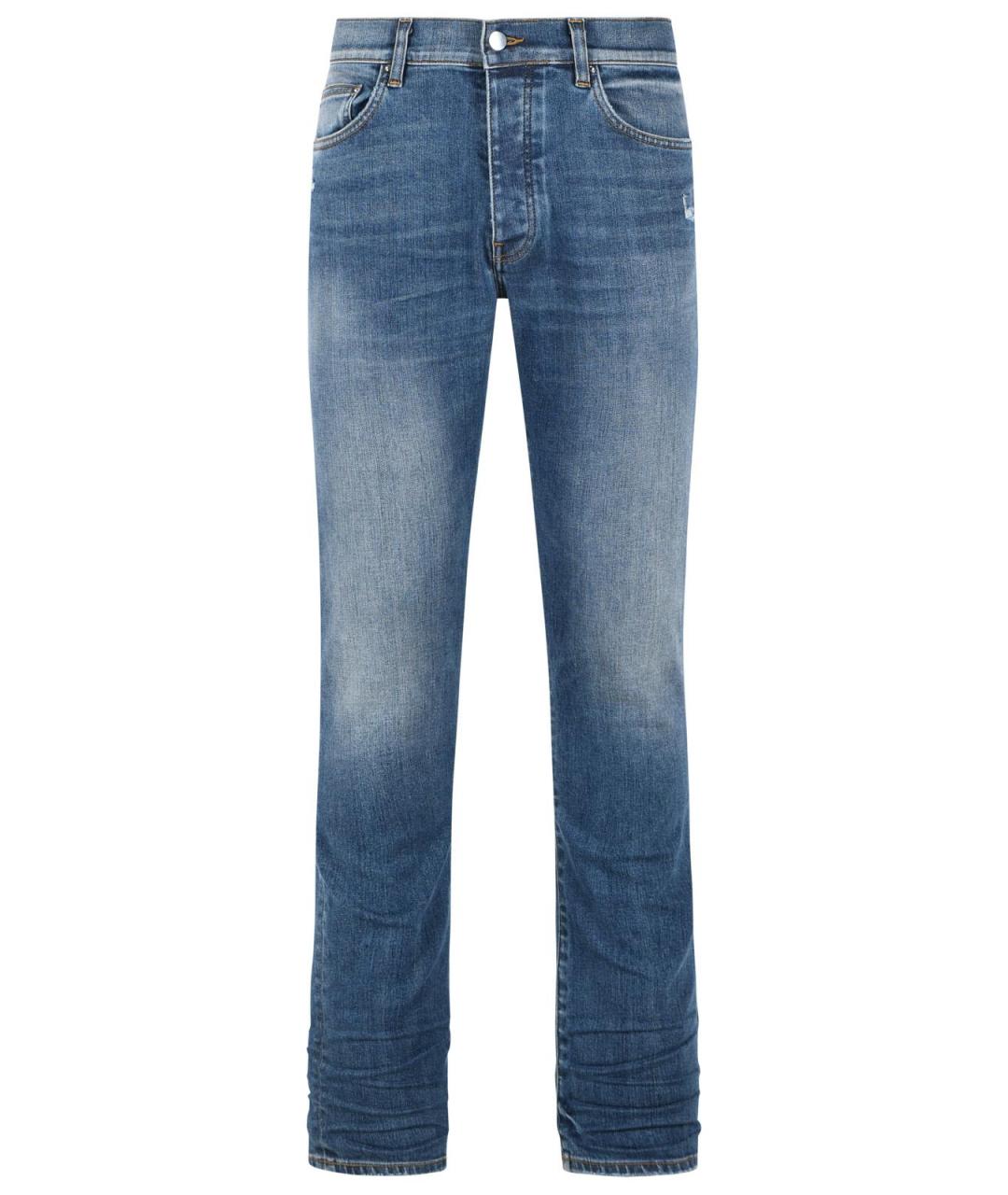 AMIRI Синие хлопковые прямые джинсы, фото 1