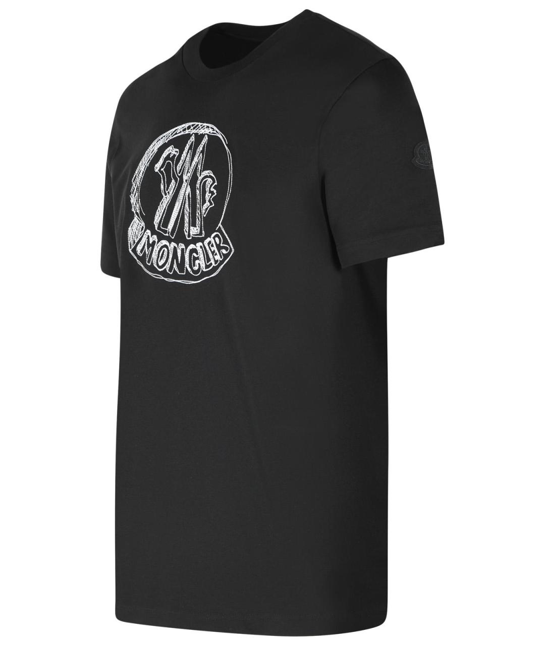 MONCLER Черная хлопковая футболка, фото 2