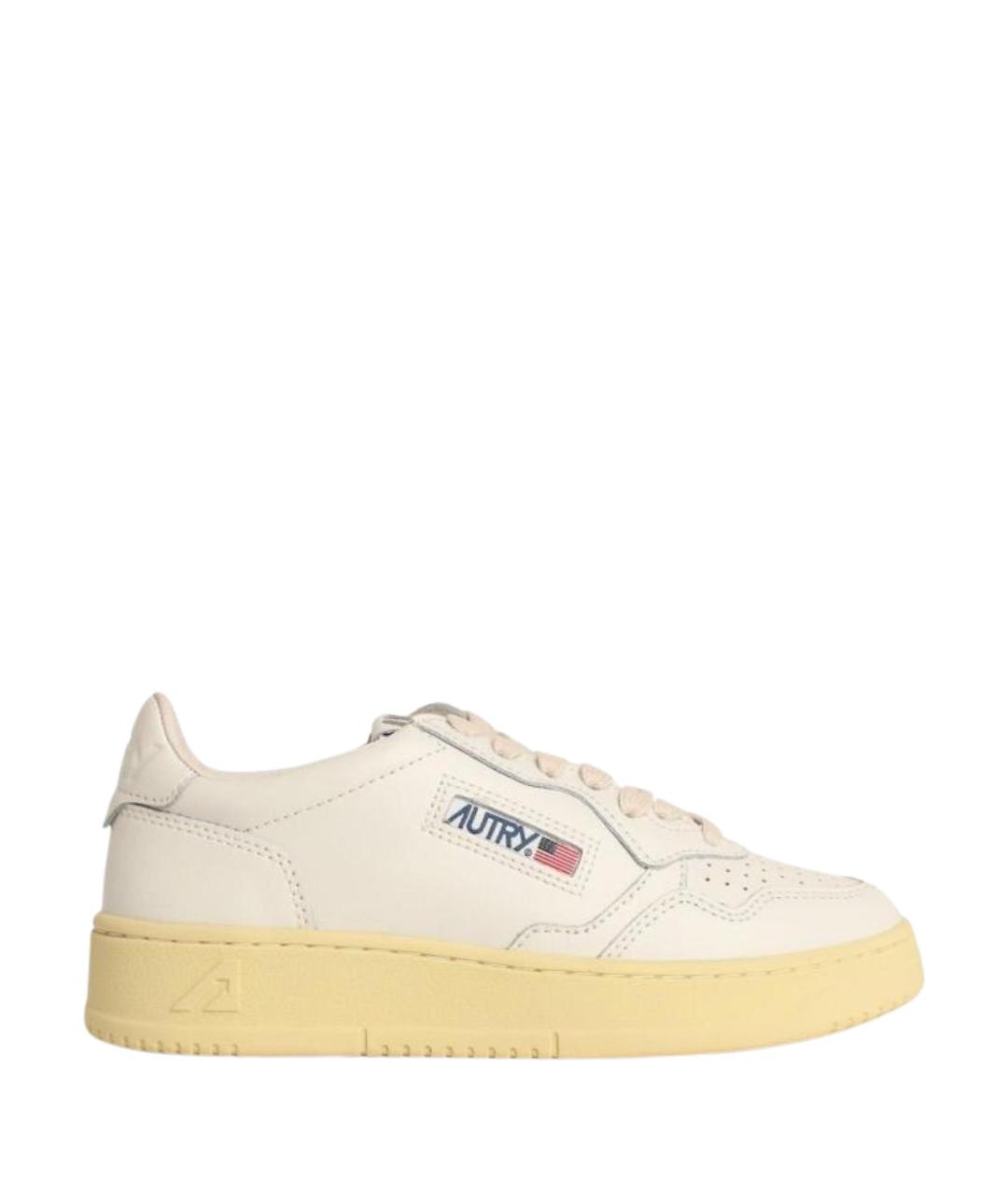 AUTRY Бежевые кожаные кроссовки, фото 1