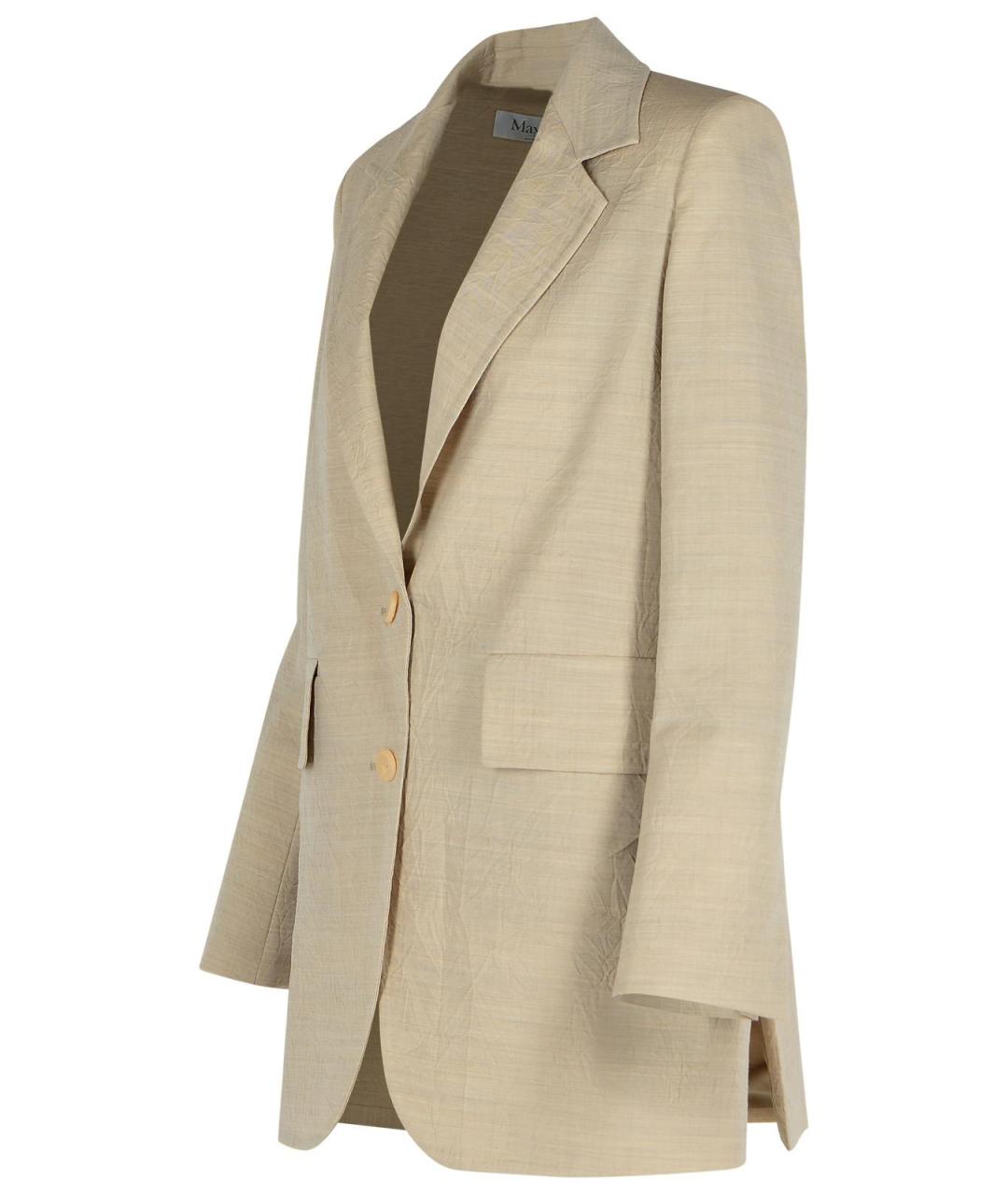 MAX MARA Бежевый шерстяной жакет/пиджак, фото 2