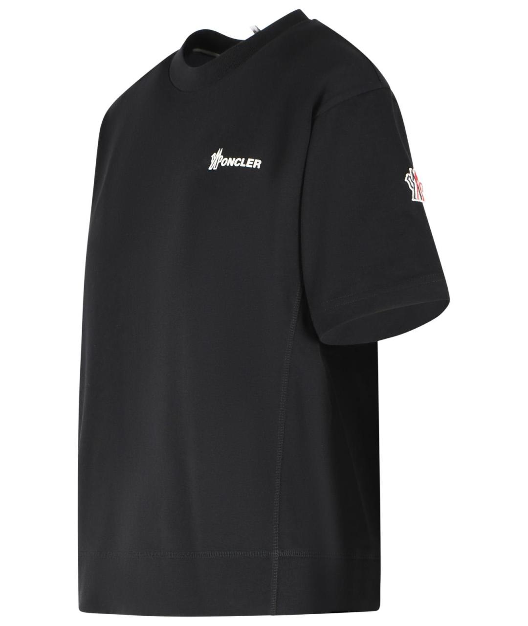 MONCLER GRENOBLE Черная хлопковая футболка, фото 2