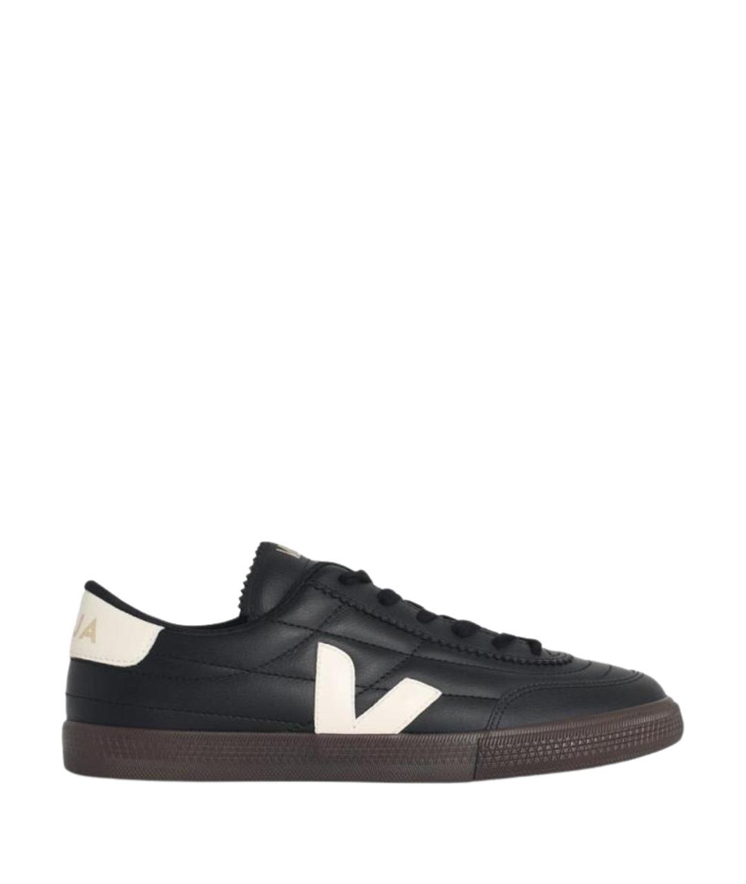 VEJA Черные кожаные низкие кроссовки / кеды, фото 1
