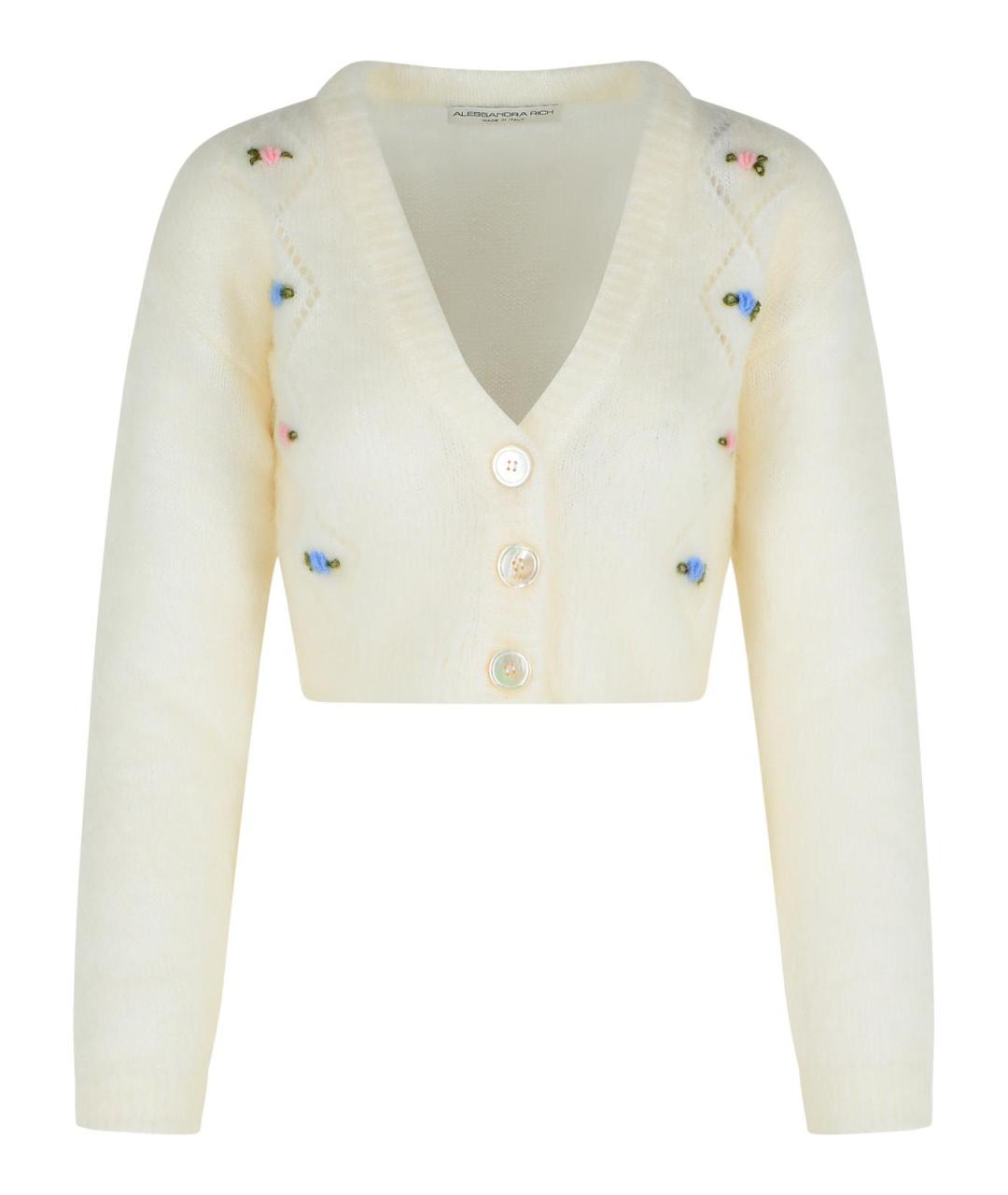 ALESSANDRA RICH Белый шерстяной кардиган, фото 1