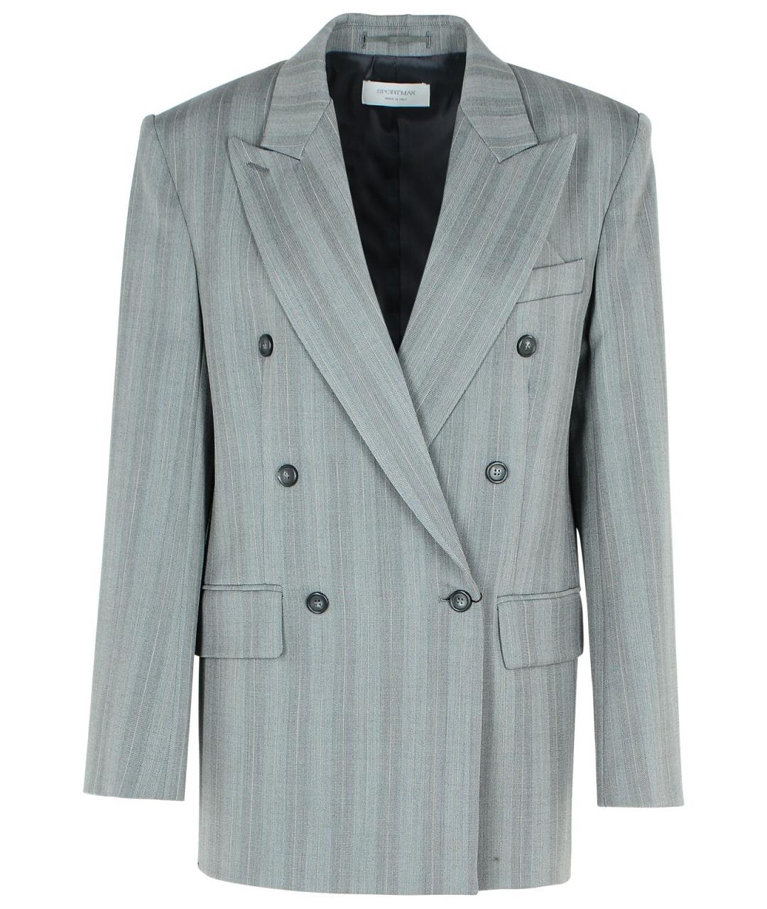 SPORTMAX Серый шерстяной жакет/пиджак, фото 1