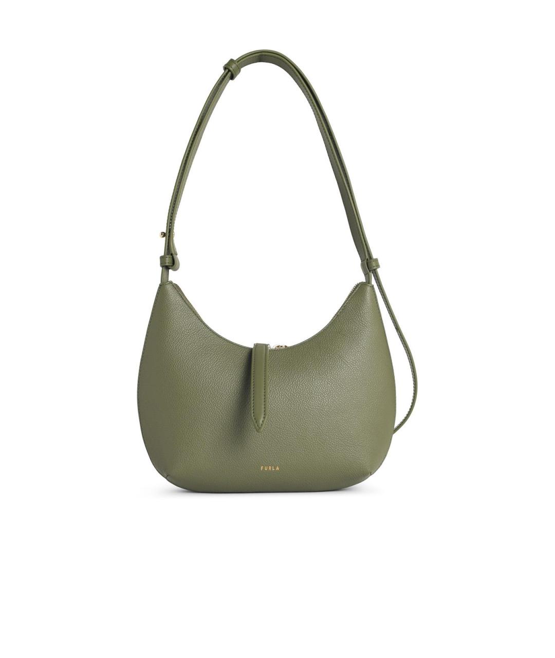 FURLA Зеленая кожаная сумка через плечо, фото 1