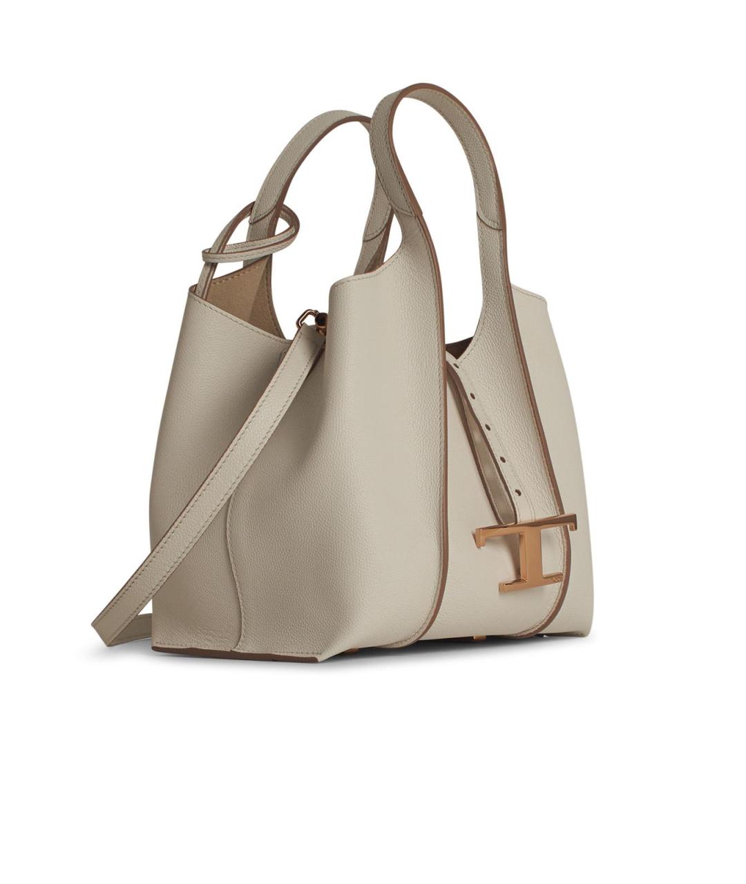 TOD'S Белая кожаная сумка тоут, фото 2