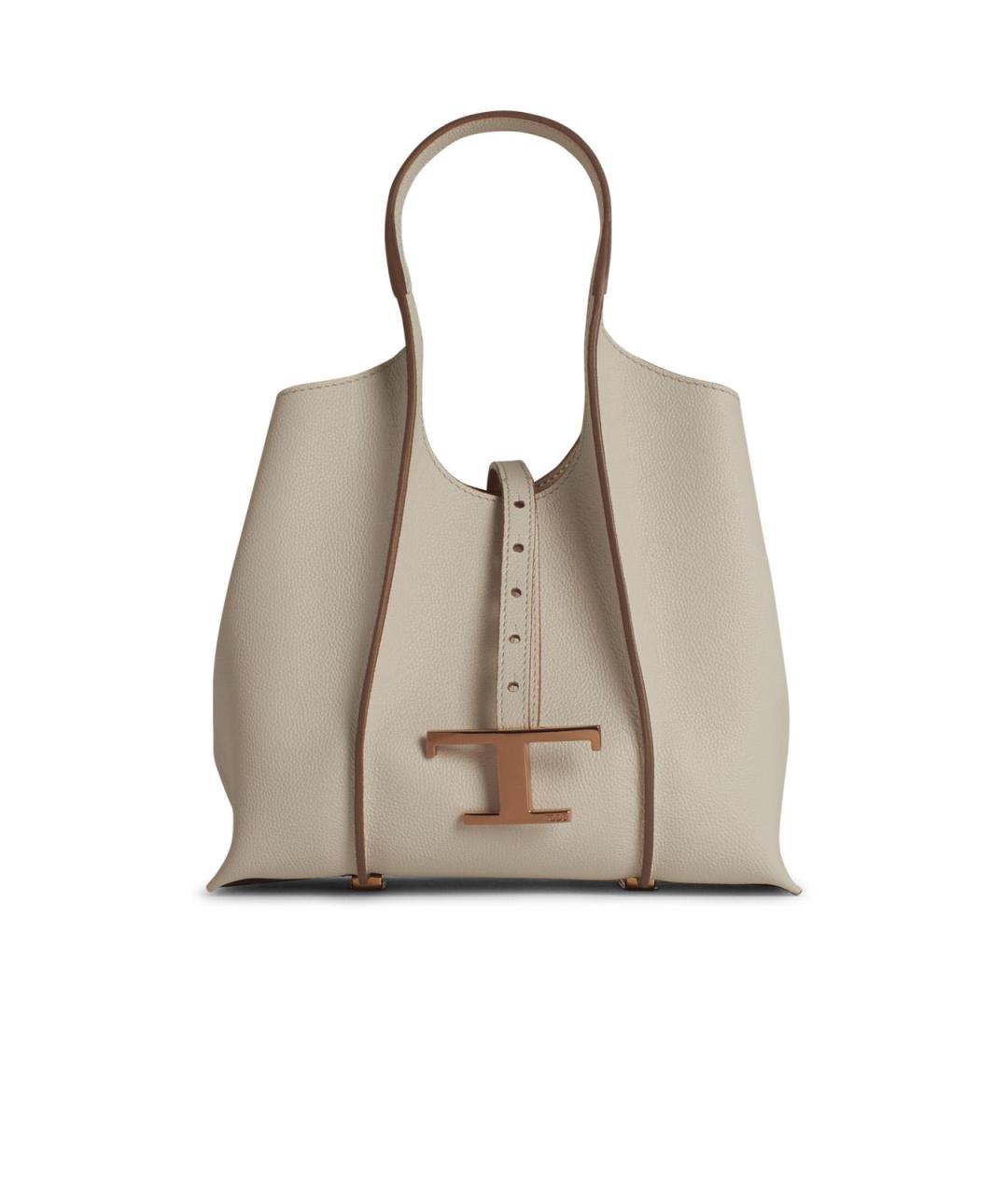TOD'S Белая кожаная сумка тоут, фото 1