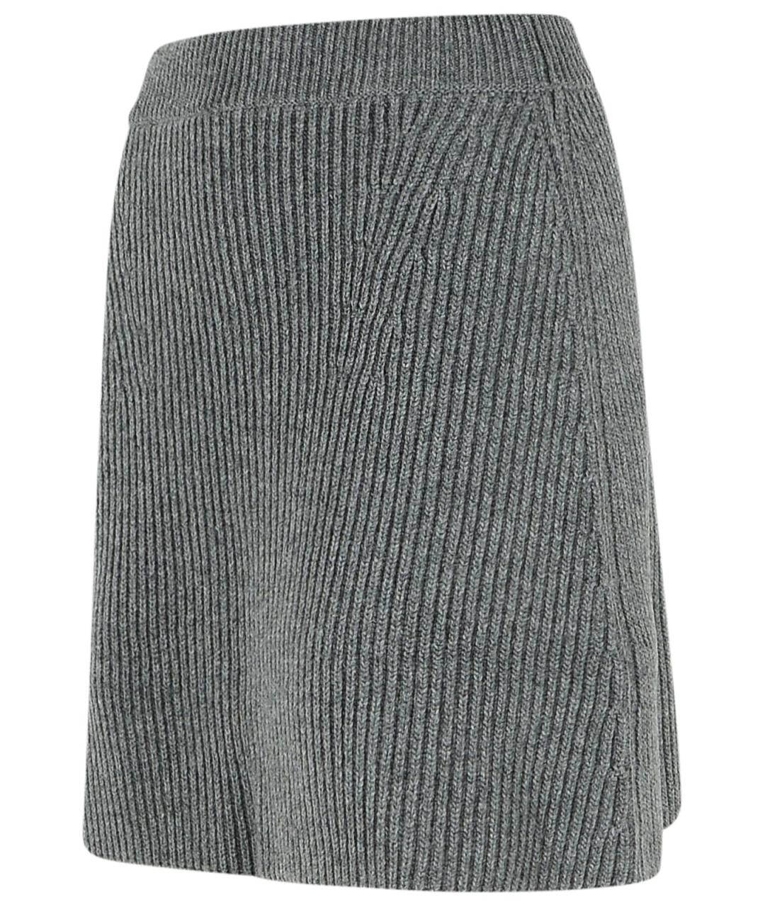 JIL SANDER Серая шерстяная юбка мини, фото 2
