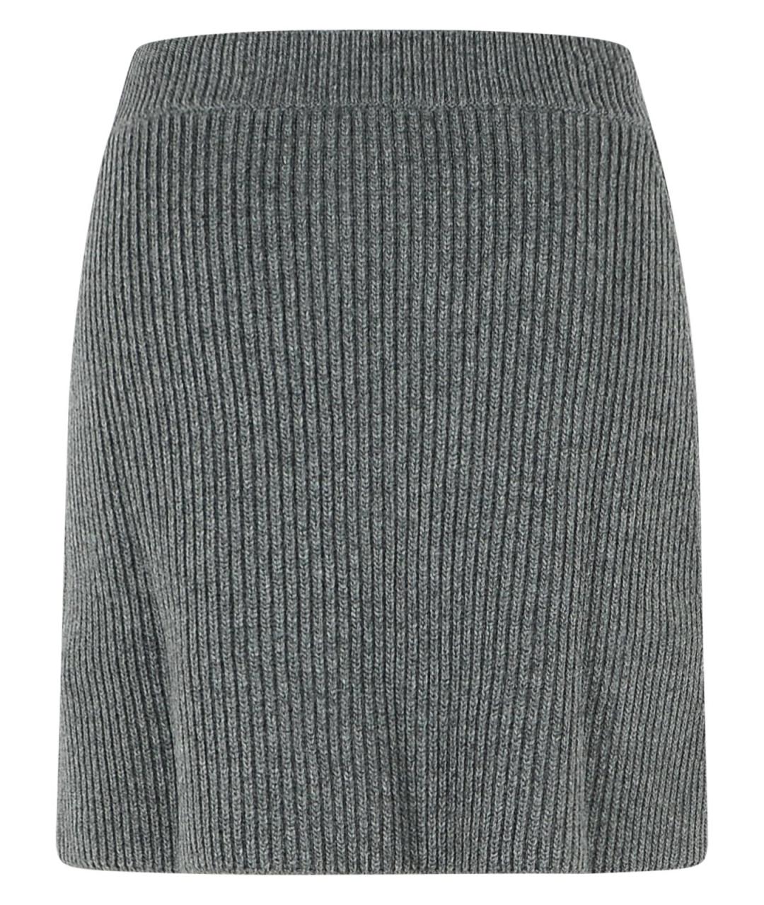 JIL SANDER Серая шерстяная юбка мини, фото 3