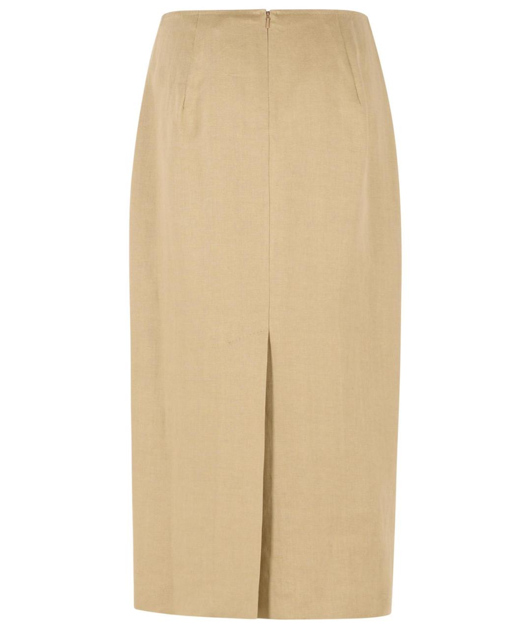 MAX MARA Бежевая льняная юбка миди, фото 3