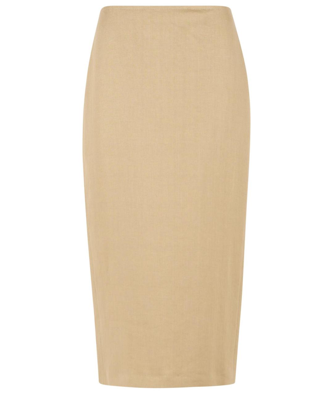 MAX MARA Бежевая льняная юбка миди, фото 4